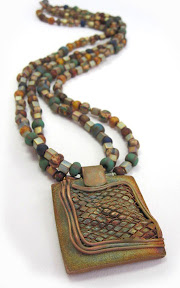 Square Push-Pendant on Double-strand of Beads