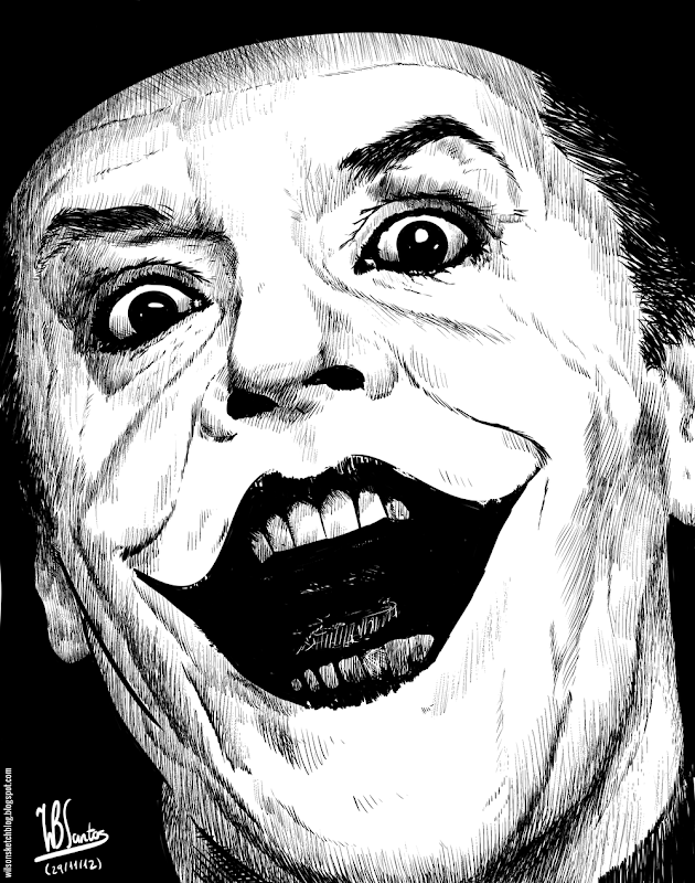 Ink drawing of Jack Nicholson as Joker, using Krita 2.5. Ink drawing of Jack Nicholson as Joker, using Krita 2.5.