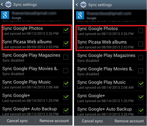 كيفية حذف ألبوم صور بيكاسا على أجهزة Android