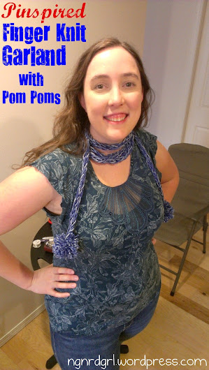 Pinspired Finger Knit Garland with Pom Poms by ngnrdgrl.wordpress.com