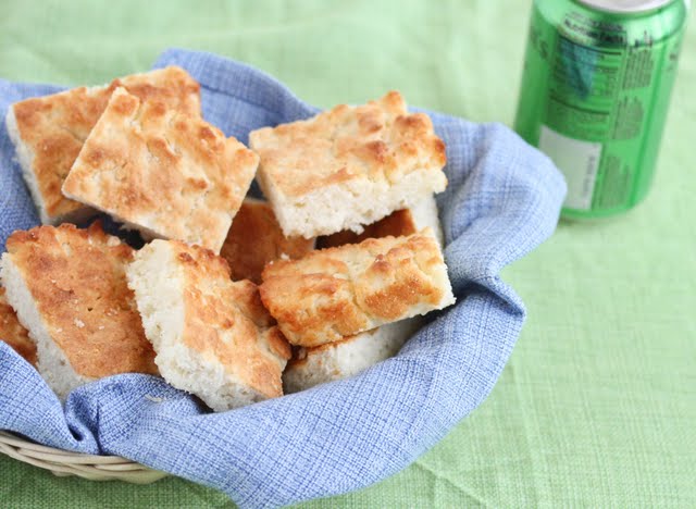 7-Up Biscuits in a basket with a blue napkin