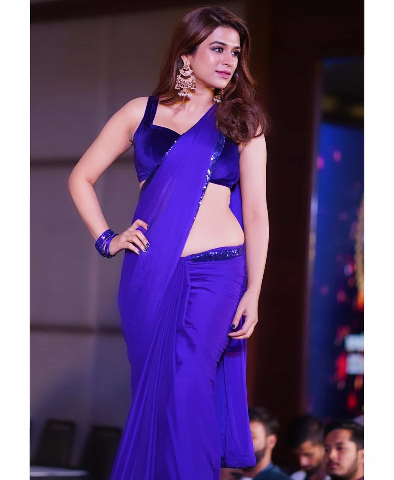 Shraddha Das Stunning In Purple Saree 