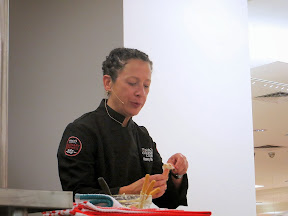 Culinary Council Recap: Nancy Silverton, Culinary Council member at the Macy's at Washington Square Dec 14, 2013, starts off with a recipe of Breadsticks with Truffle Butter and Prosciutto, simple to put together in just 5 minutes