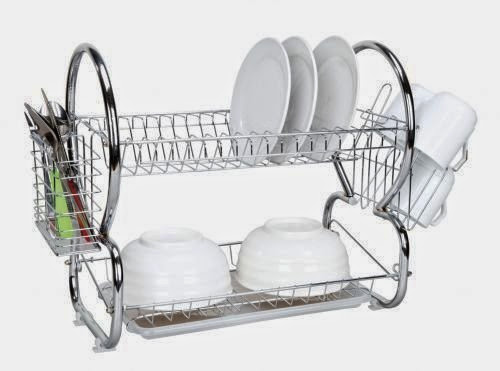  Home Basics 2-Tier Dish Drainer, Chrome