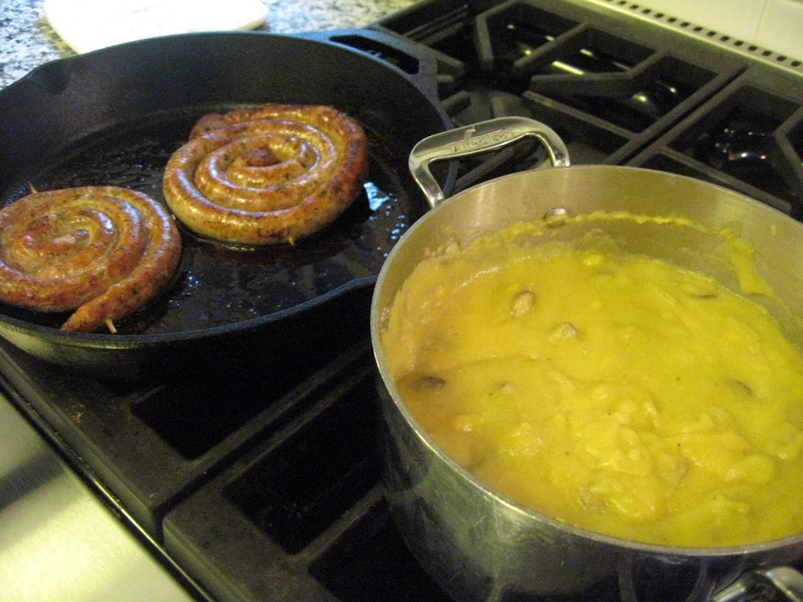 Polenta with Sausage and Mushrooms