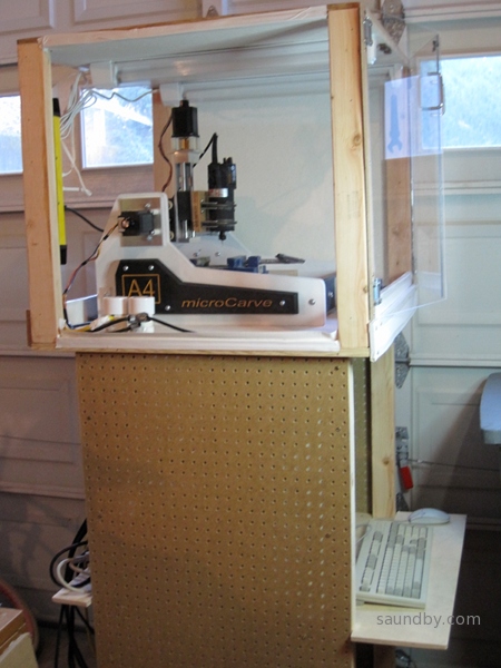 Another view of the enclosure, and all-in-one roller unit that has the CNC and all of its related electronics in a thirty inch wide unit.