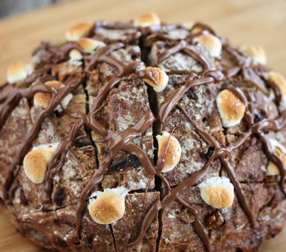 close-up photo of Blooming Nutella Chocolate S'more Pull Apart Bread