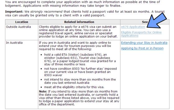 Aplicación de la visa de turista