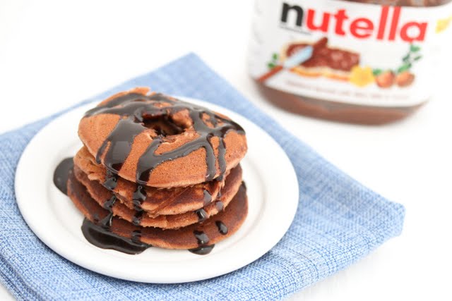 close-up photo of Nutella Donut Pancakes