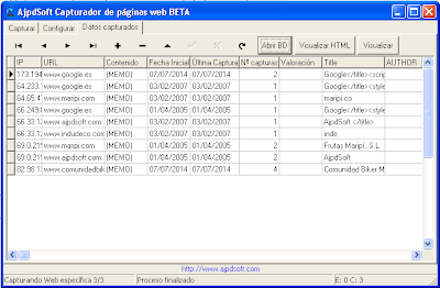 AjpdSoft Capturador de pginas web en funcionamiento - Cdigo fuente completo gratuito en Delphi 6