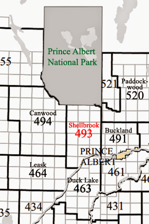 Shellbrook RM 493's location in Saskatchewan