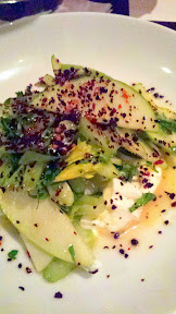 Cafe Castagna celery and apple salad with yogurt, golden raisins, and chile