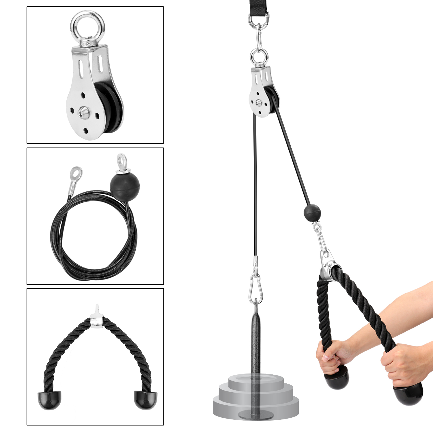 Fitness DIY Pulley Cable Machine Attachment System by Lixada is inexpensive yet functionally good home pulley system