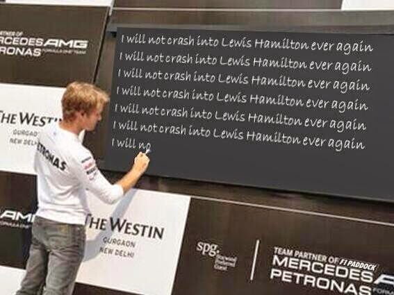Нико Росберг пишет на доске для Льюиса Хэмилтона - фотошоп по Гран-при Бельгии 2014