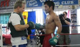 Pacquiao training with Coach Freddie Roach