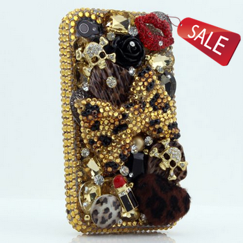 3D Swarovski Leopard Crystal Bling Case Cover for iphone 4 / 4s AT&T Verizon & Sprint