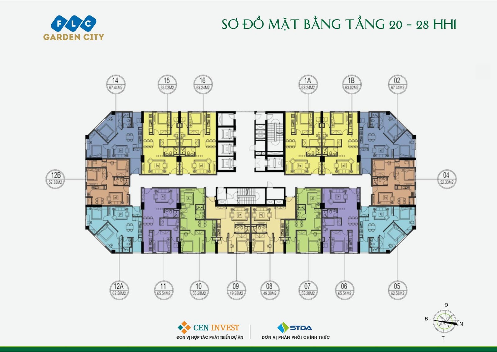 Mặt bằng tầng 20 - 28 Tòa HH1 dự án FLC Garden City Đại Mỗ Mặt bằng tầng 20 - 28 Tòa HH1 dự án FLC Garden City Đại Mỗ