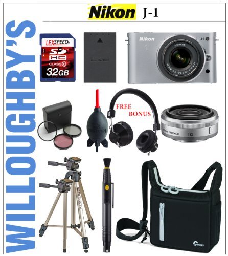 Nikon 1 J1 Camera w/ NIKKOR 10mm f/2.8 VR (Silver) + NIKKOR 10-30mm f/3.5