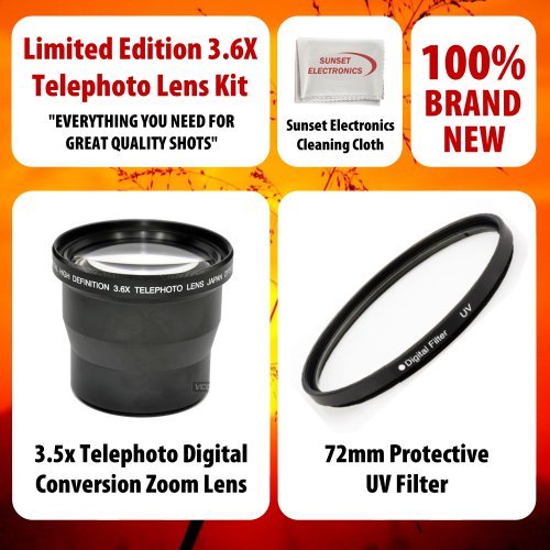 NIKON D40 D40X D60 Limited Edition 3.6X Telephoto Zoom Lens + Bonus 72MM Protective UV Filter, Lenses Will Attach to Any of the Following Nikon Lenses 18-55mm, 55-200mm, 50mm