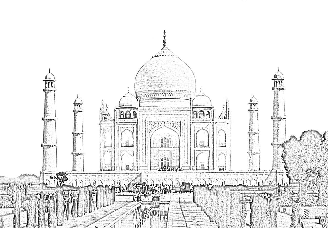 Premium AI Image  A drawing of a taj mahal with the reflection of the  water
