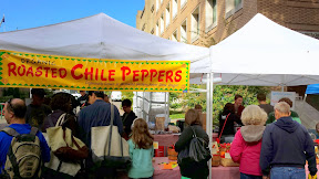 Organic Roasted Chli Peppers from Westwind Gardens, Forest Grove, OR at Portland Farmers Market PSU in autumn.