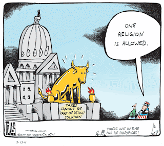 Tom Toles cartoon: taxes cannot be part of any deficit solution