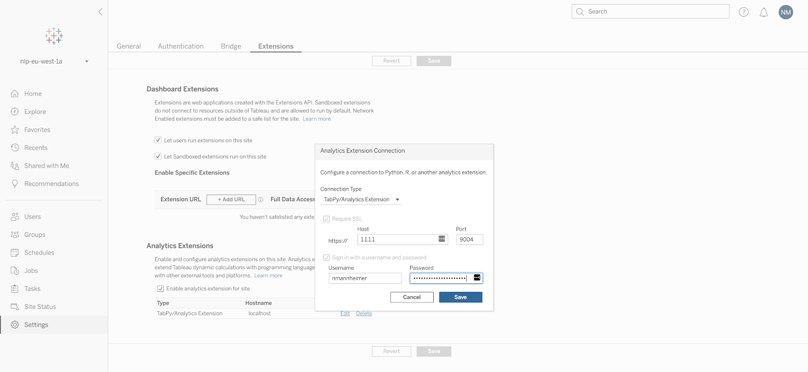 Get started with Tableau Online analytics extensions