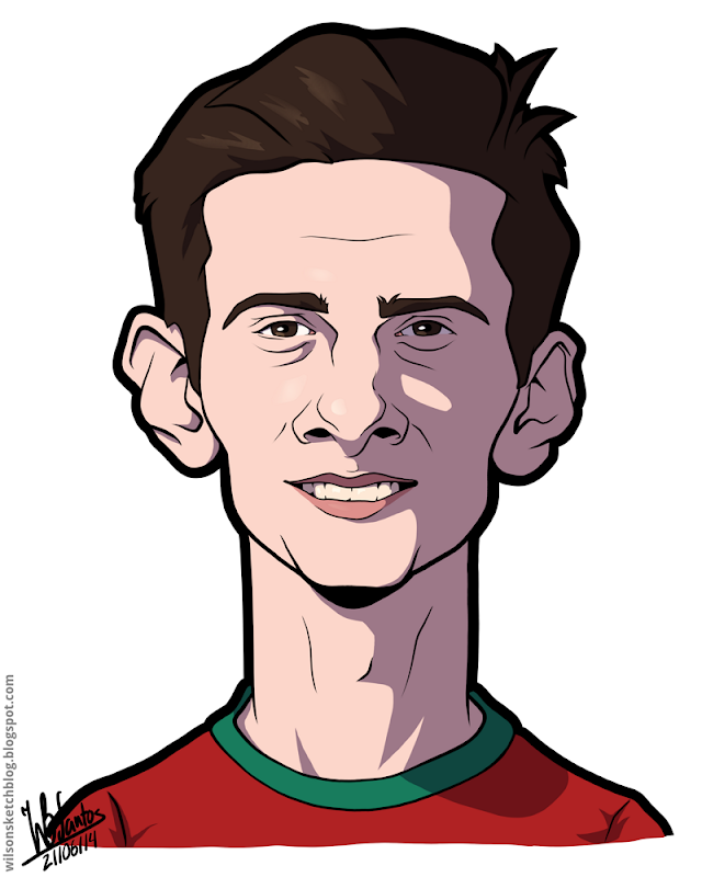 Cartoon caricature of Hélder Postiga. Cartoon caricature of Hélder Postiga.