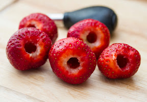 photo of hulled strawberries
