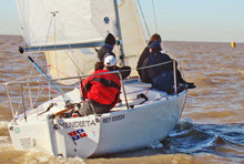 J/24 one-design sailboat- sailing off Buenos Aires, Argentina