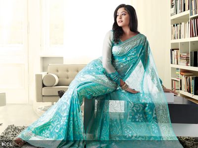 Arundhati strikes an elegant pose while featuring in an ad for a saree brand.