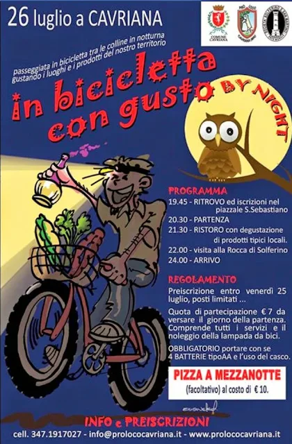 biciclettata gastronomica "in bicicletta con gusto" a Cavriana il 26 luglio