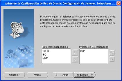Configuracin del Listener, Nombre de red, en Oracle Client 11g y Windows XP 