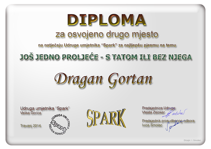 'Još jedno proljeće - s tatom ili bez njega' - diploma Dragana Gortana