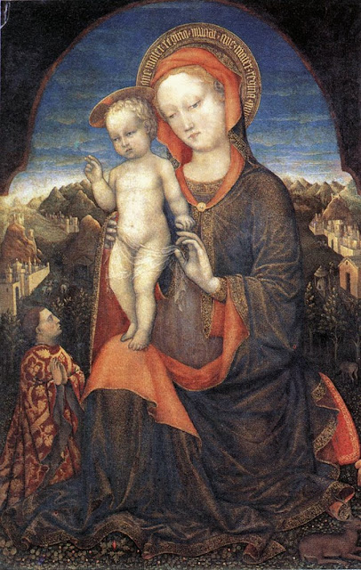 Jacopo Bellini - Virgin of Humility, adored by a prince of the House of Este, 1440