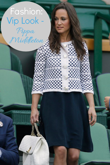 Pippa Middletong, look, Wimbledon, Orla Kiely navy look, vestito, giacca, Fabubourg Ermanno Scervino, Scarpe, shoes, givenchy