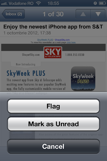 iOS 6 Mail new Mark as Unread