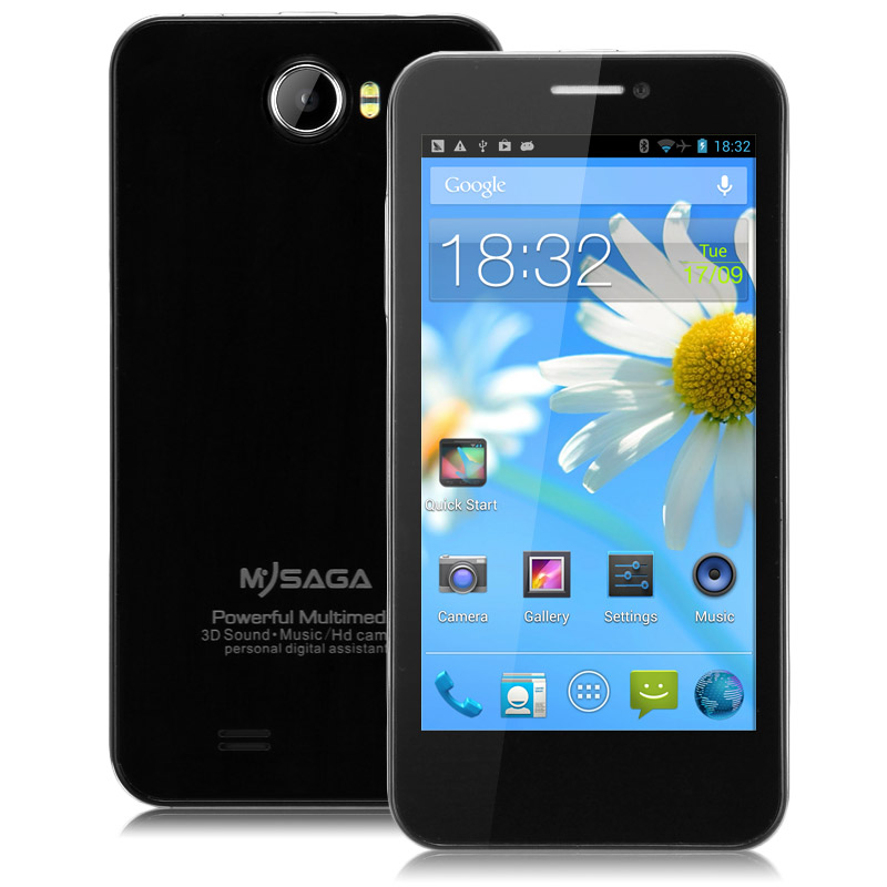     Mysaga M1 New Quad Core Android phone MTK6589 1G RAM 4G ROM 4.5Inch IPS Retina 720P
Screen Dual Camera Real 8.0Mp Multi Language