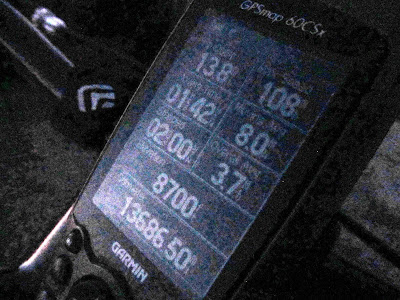 Super grainy shot of the GPS when I reached the Jeep