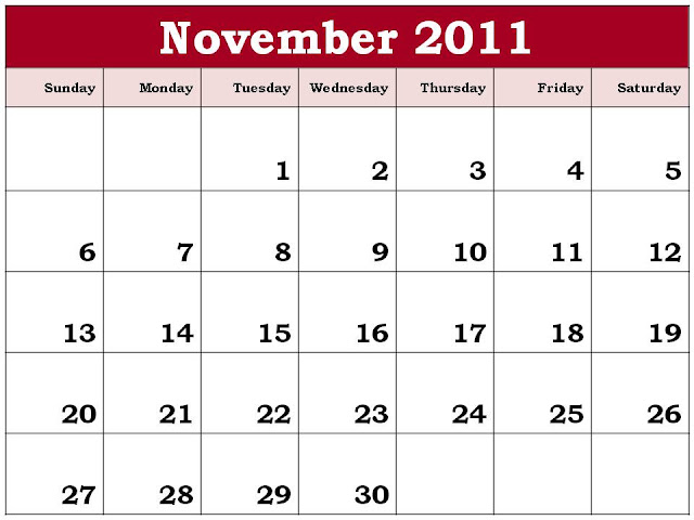 2011 november calendar. Printable Calendar 2011