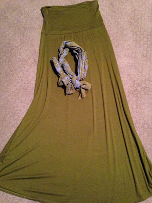 Olive green maxi skirt, nest boutique
