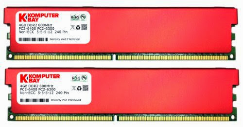  Komputerbay 8GB (2 X 4GB) DDR2 DIMM (240 pin) 800MHZ PC2-6400 PC2-6300 Desktop RAM with Red Heatspreaderss for extra Cooling CL 5-5-5-12
