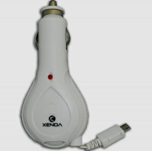 White Retractable Micro USB Plug in Car Charger Lighter Socket DC Power Adapter for Straight Talk LG Optimus Black - Straight Talk LG Optimus Logic - Straight Talk LG Optimus Q