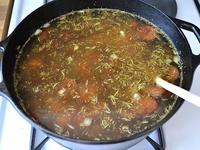 water added to the soup pot