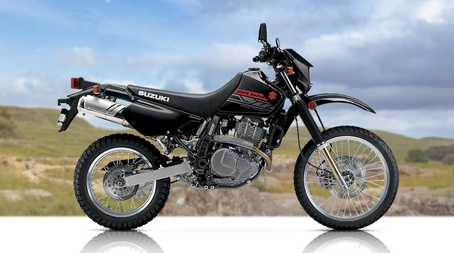 Experience the thrill of off-road adventure with the powerful black Suzuki DR650