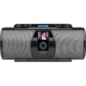  iLive IBCD3817DTBLK Portable Boombox with iPod Docking Station and CD Player/AM/FM Radio with Premium Stereo Sound and Remote Control in Black