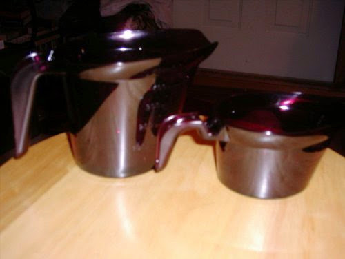  Tupperware Micro Pitcher Set of 2 1  &  2 Cup Rhubarb