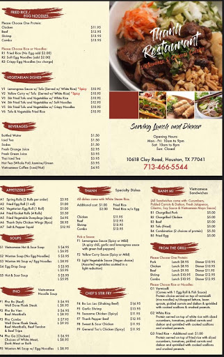 Vietnamese Restaurant «Thanh Restaurant», reviews and photos, 10618 Clay Rd, Houston, TX 77041, USA