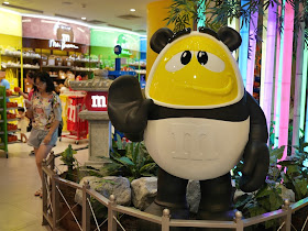 M&M's character in a panda costume