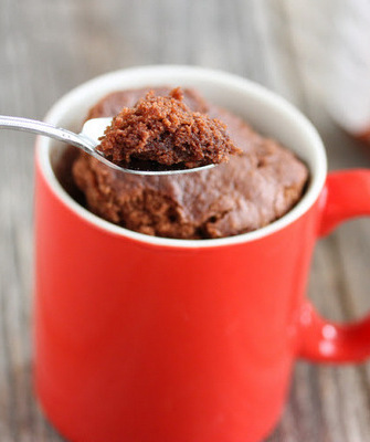 photo of a spoonful of nutella mug cake